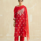 Red Gota & Mirror Kurta Set
