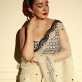 Ebony & Ivory Scalloped Saree