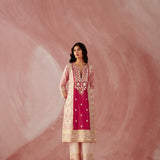 Blush & Crimson Color Block Kurta Set