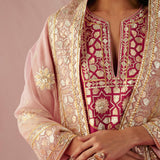 Blush & Crimson Color Block Kurta Set