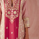 Blush & Crimson Color Block Kurta Set
