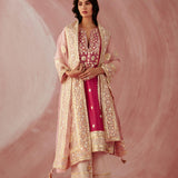 Blush & Crimson Color Block Kurta Set