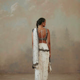Ebony & Ivory Scalloped Saree-RTS