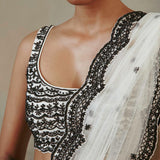 Ebony & Ivory Scalloped Saree-RTS