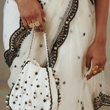 Ebony & Ivory Scalloped Saree-RTS