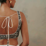 Ebony & Ivory Scalloped Saree-RTS