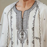 Ivory Kalidaar Embroidered Kurta Set