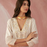 Ivory & Yellow Contrast Kurta Set