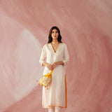 Ivory & Yellow Contrast Kurta Set