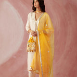 Ivory & Yellow Contrast Kurta Set