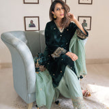 Silk Velvet Contrast Kurta Set