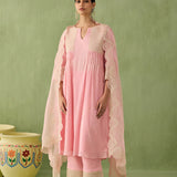 Cotton Gauze Parallel Yoke Kurta Set