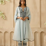 Powder Blue Trellis Kurta Set