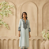 Powder Blue Trellis Kurta Set