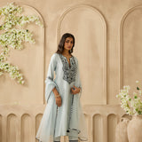Powder Blue Trellis Kurta Set