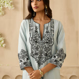 Powder Blue Trellis Kurta Set