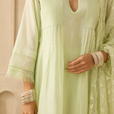 Pin Tuck and Lace Kurta Set