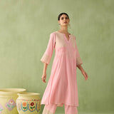 Cotton Gauze Parallel Yoke Kurta Set