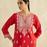 Red Gota & Mirror Kurta Set