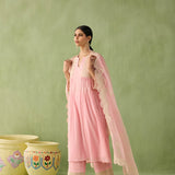 Cotton Gauze Parallel Yoke Kurta Set
