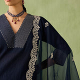 Cotton Gauze Waterfall Hemline Kurta Set