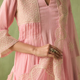 Cotton Gauze Parallel Yoke Kurta Set