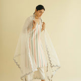 Three Tone Striped Kurta Set-RTS