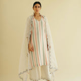 Three Tone Striped Kurta Set-RTS