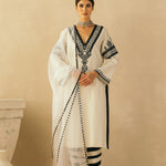 Straight Ebony & Ivory Appliqued Kurta Set