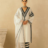 Straight Ebony & Ivory Appliqued Kurta Set