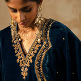 Fiza Gold Zardozi Kurta Set