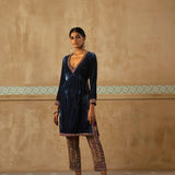 Peacock Blue Short Kurta Set-RTS