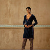 Peacock Blue Short Kurta Set-RTS