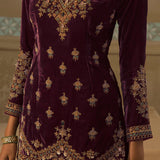 Wine Precious Stones Gharara Set