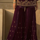 Wine Precious Stones Gharara Set
