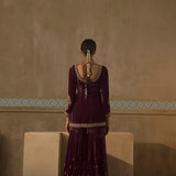 Wine Precious Stones Gharara Set