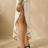 Ivory Asymmetrical Mirror Kaftan