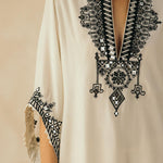 Ivory Asymmetrical Mirror Kaftan