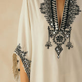 Ivory Asymmetrical Mirror Kaftan