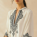 Ivory Asymmetrical Mirror Kaftan