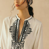 Ivory Asymmetrical Mirror Kaftan