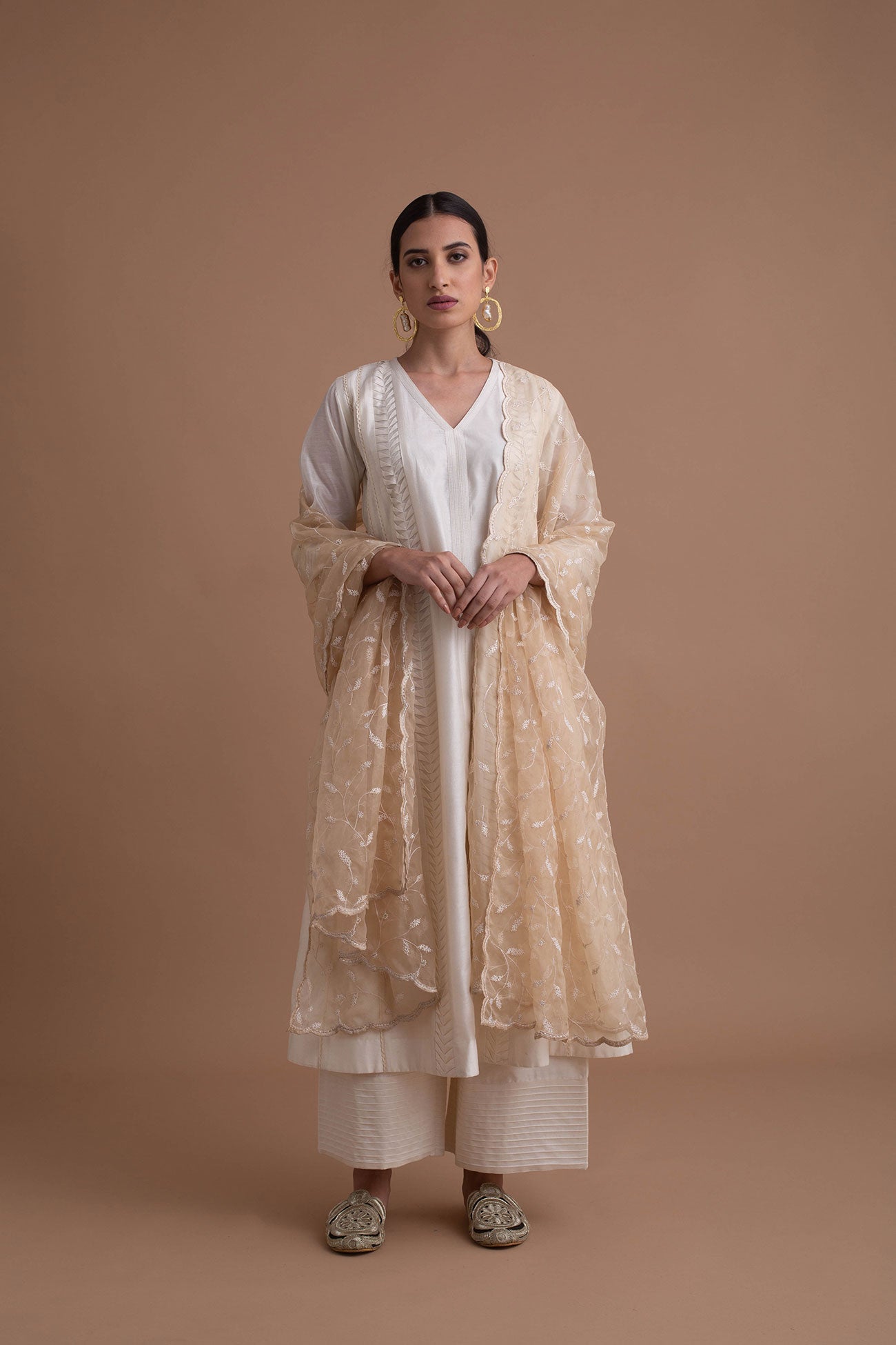 Ivory Twist Pleated Kurta Set