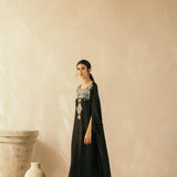 Midnight Black Mughal Kaftan