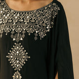 Midnight Black Mughal Kaftan
