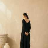 Midnight Black Mughal Kaftan