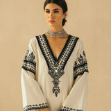 Straight Ebony & Ivory Appliqued Kurta Set