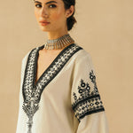 Straight Ebony & Ivory Appliqued Kurta Set