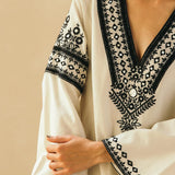 Straight Ebony & Ivory Appliqued Kurta Set