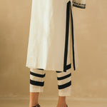 Straight Ebony & Ivory Appliqued Kurta Set
