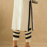 Straight Ebony & Ivory Appliqued Kurta Set
